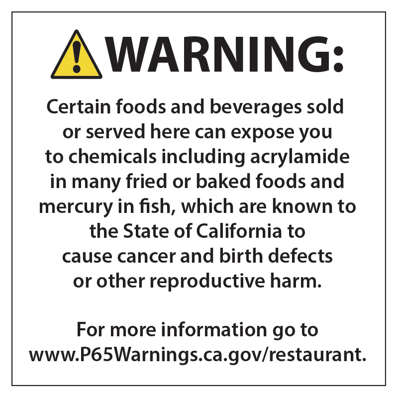 Food Facilities Warning Sign