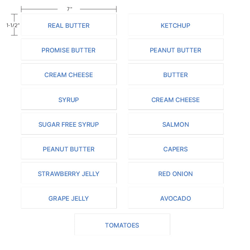 Customizable Top It Menu Inserts - Set of 17