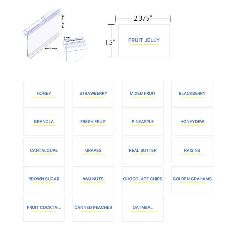 Customizable Small Label Holders & Inserts - Set of 20