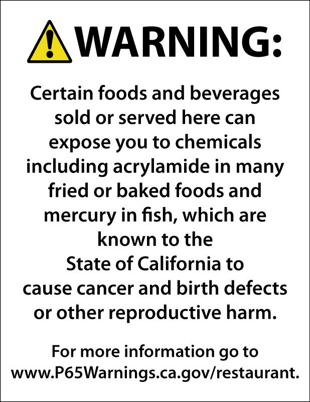 Food Facilities Warning Sign