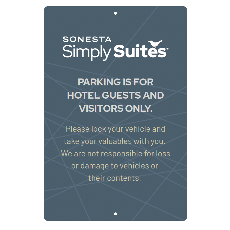 Parking Liability Sign - Sonesta Simply Suites
